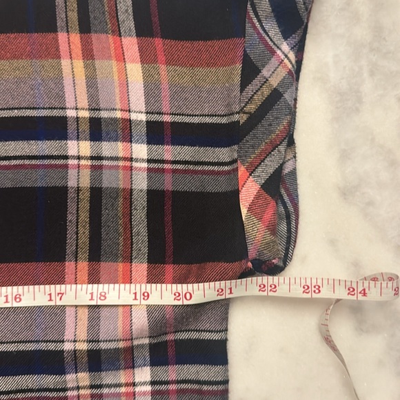 Cloth & Stone for Anthropologie Mallory Plaid Short Sleeve Back Button Blouse-Sm - Picture 9 of 13